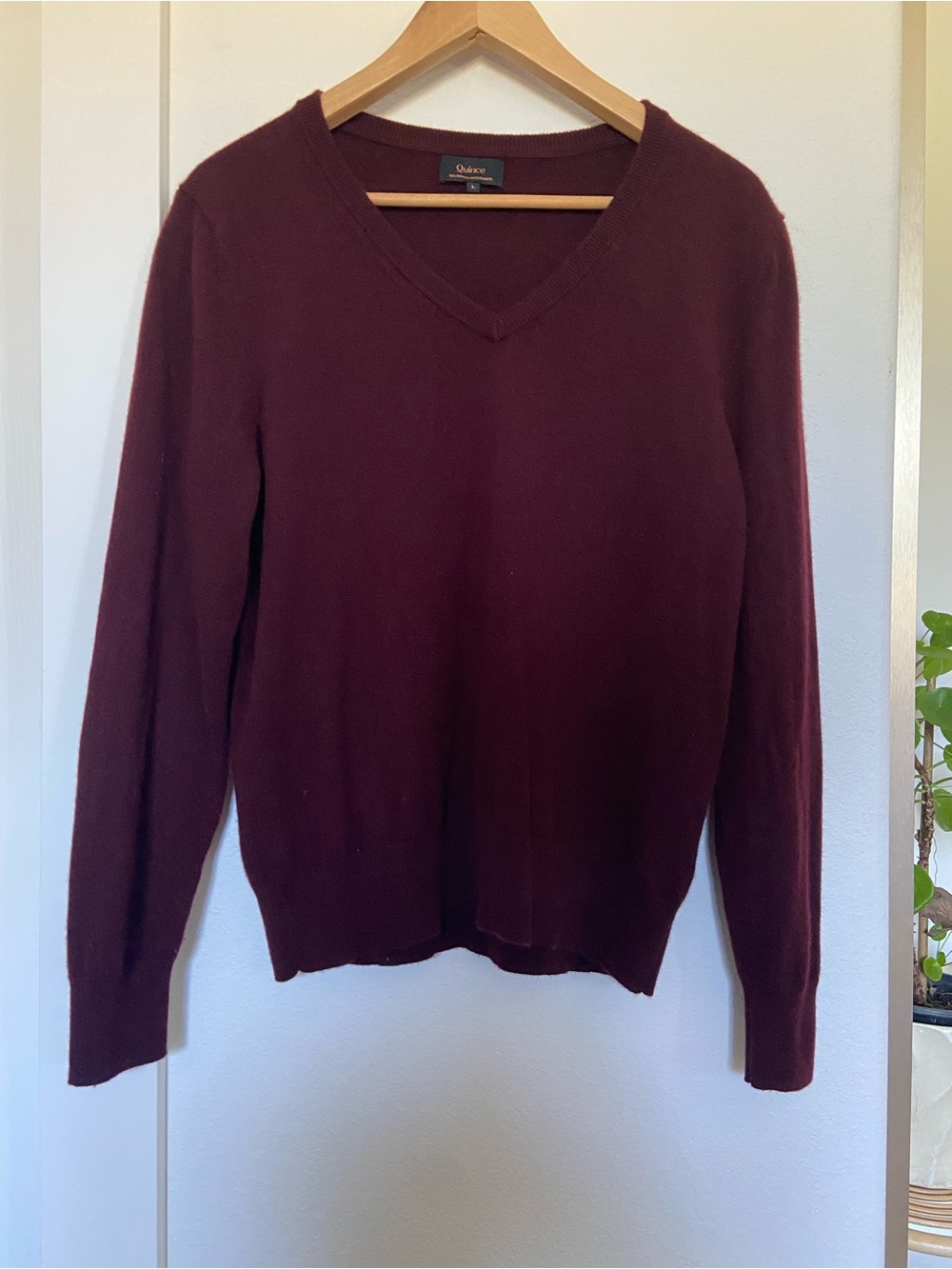 Quince Women's V-Neck Sweater Rich Burgundy L